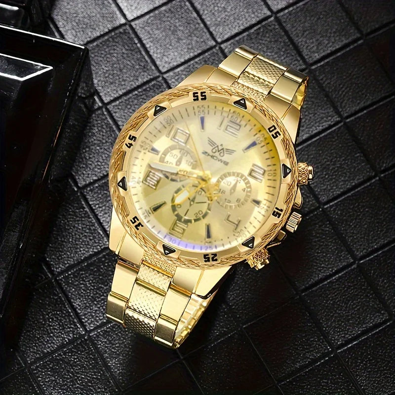 ÉTERNEL 💛 Ensemble Couple 4 Pièces · 2 Montres + 2 Bracelets Dorés - CD