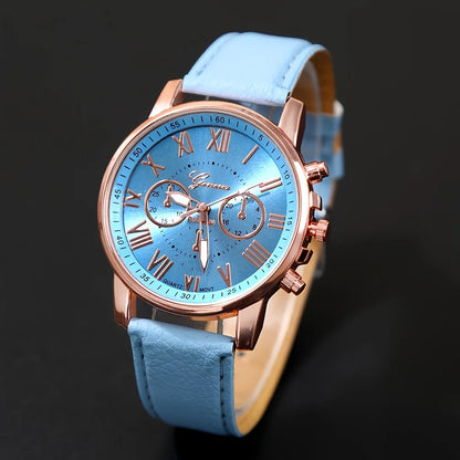 AZURA 💙 Set Femme 4 Pièces · Montre Bleue + Collier, Boucles & Bague Cœur - CD