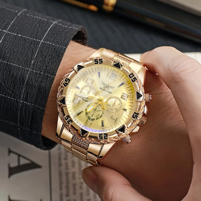 ÉTERNEL 💛 Ensemble Couple 4 Pièces · 2 Montres + 2 Bracelets Dorés - CD