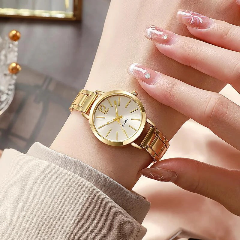 ÉTERNEL 💛 Ensemble Couple 4 Pièces · 2 Montres + 2 Bracelets Dorés - CD